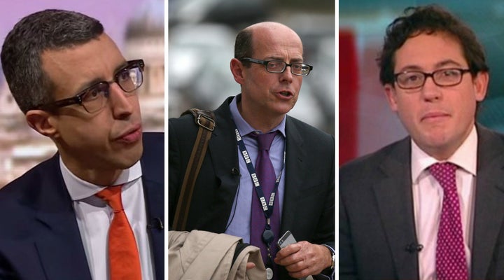 <strong>Three men fronting coverage of the gender pay gap on 'Today': Kamal Ahmed, Nick Robinson and Simon Jack</strong>