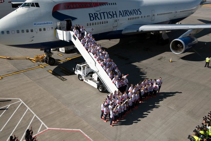 Team GB at Heathrow Airport.