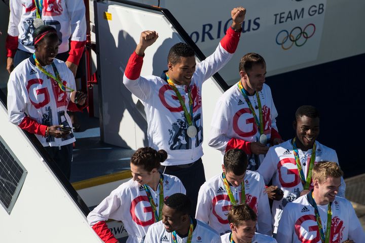 <strong>Members of Team GB, including boxer Joe Joyce (rear left), pose for a photograph.</strong>