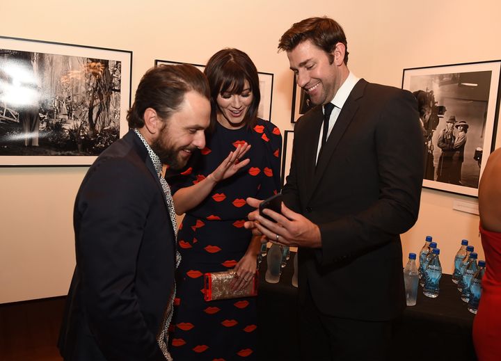 John Krasinski, Mary Elizabeth Winstead and Charlie Day at "The Hollars" premiere in Los Angeles on Aug. 22.