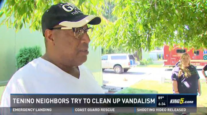 Homeowner Marvin Phillips expressed his gratitude towards his community, especially for sparing his children from seeing the hateful words.