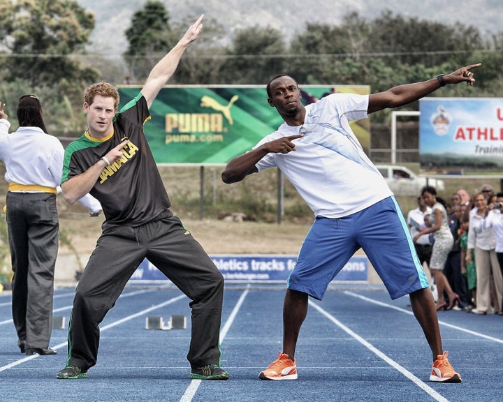 Prince Harry and Usain Bolt during the royal's 2012 visit to Jamaica. 