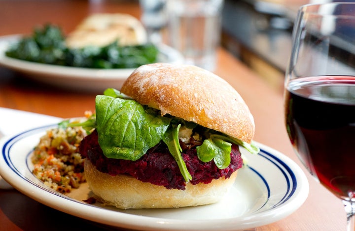 A beet burger served at one of The Kitchen's Next Door locations. 