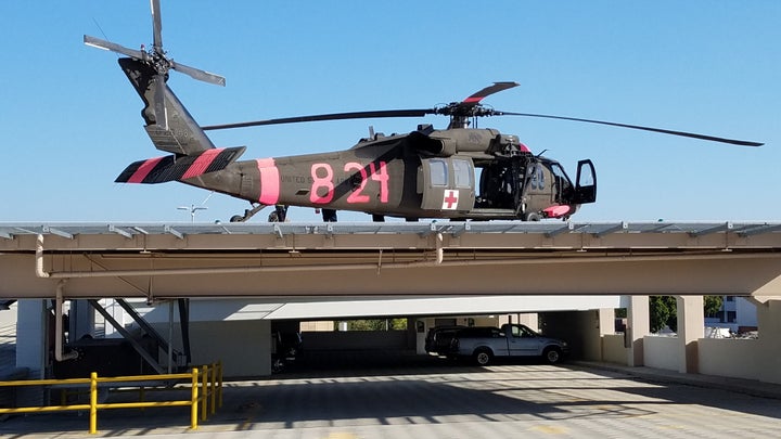 UH-60 MEDEVAC Blackhawk sitting on the Sierra Regional Medical Center helipad