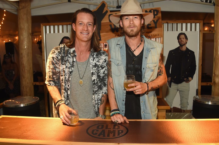 Tyler Hubbard and Brian Kelley of Florida Georgia Line launch their Old Camp Peach Pecan Whiskey on Aug. 4.