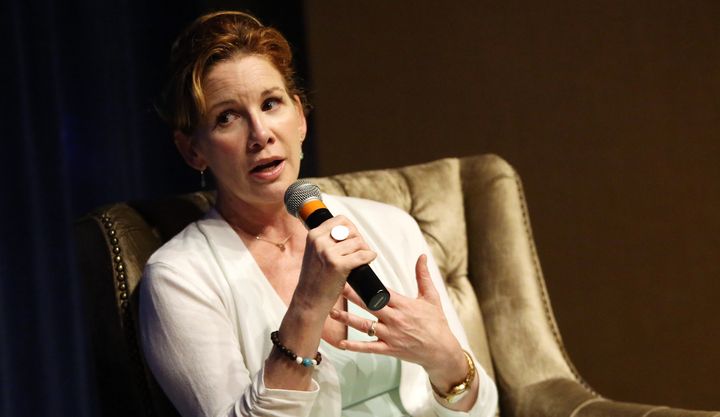 Melissa Gilbert, who withdrew from a U.S. congressional race earlier this year, speaks on April 22 in New York City. An election board said on Monday that the "Little House on the Prairie" star's name could be removed from ballots. 
