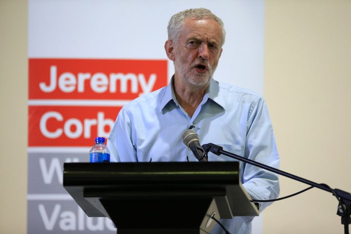 Jeremy Corbyn addressing a rally on the day 'Traingate' broke
