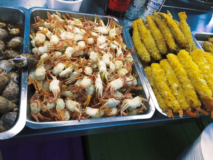 Fried softshell crabs that were a little bigger than the size of popcorn shrimp.