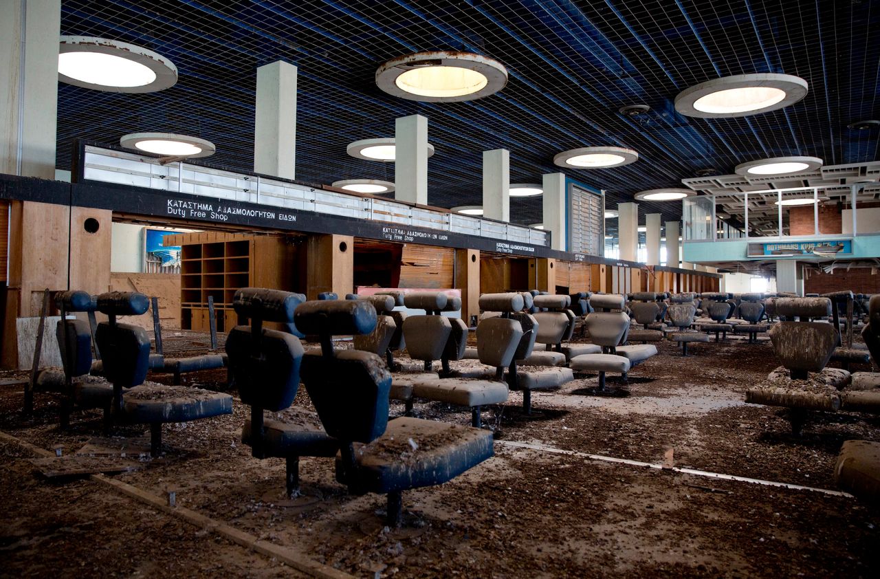 The passenger departure area at Nicosia International Airport is "frozen in time."
