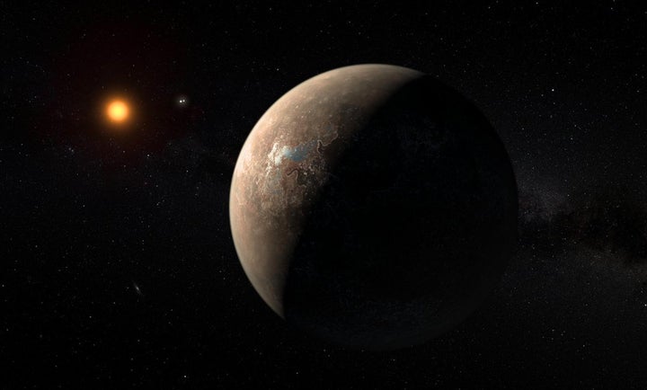 An artist's impression of the planet Proxima b orbiting the red dwarf star Proxima Centauri the closest star to our solar system.