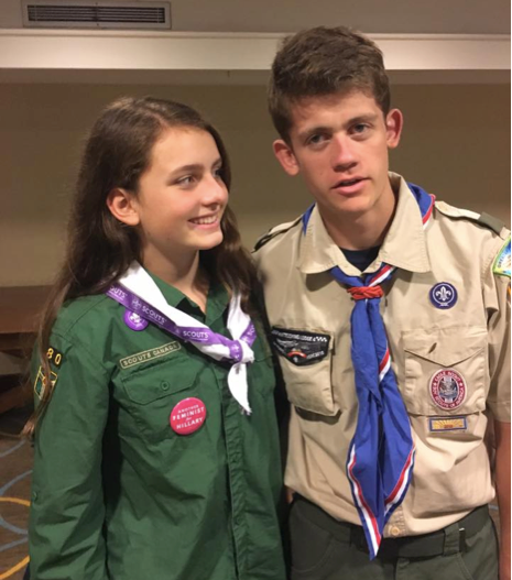 Sydney is seen with her brother, Bryan Ireland, who recently earned the Boy Scouts highest Eagle rank.