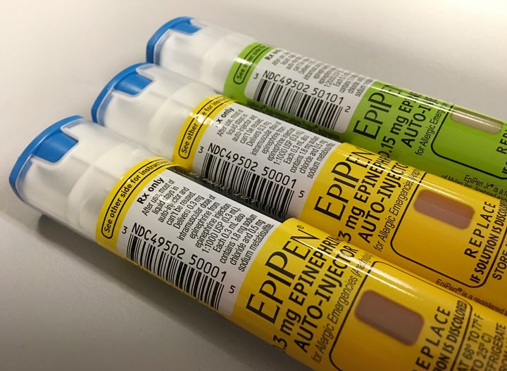 EpiPen auto-injection epinephrine pens manufactured by Mylan NV pharmaceutical company for use by severe allergy sufferers are seen in Washington, U.S. August 24, 2016.