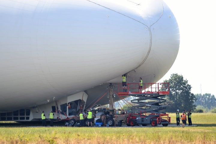 The Airlander 10 seen after crashing during its second test flight.