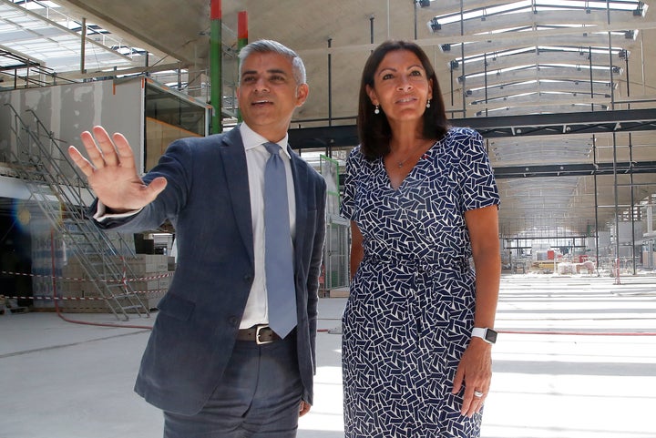 London mayor Sadiq Khan meets with Paris mayor Anne Hidalgo in Paris on Thursday