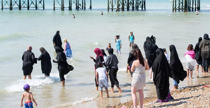 The images are a start contrast to what is occurring across the Channel on French beaches 