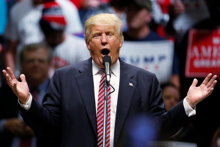 Donald Trump speaks at a campaign rally in Austin, Texas.