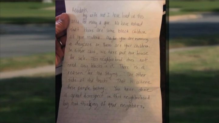 Nancy Wirths said she was shocked when she found this letter in her mailbox.