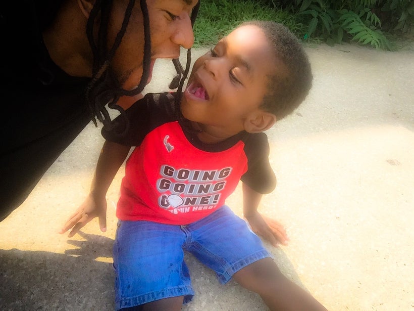My nephew Daiveyon and I. He had just said "I love you unky! I'm going to eat your face!" 7.4.16