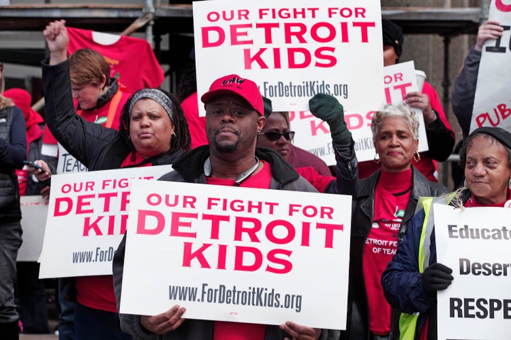 Detroit teachers stage a sick-out in May, 2016.