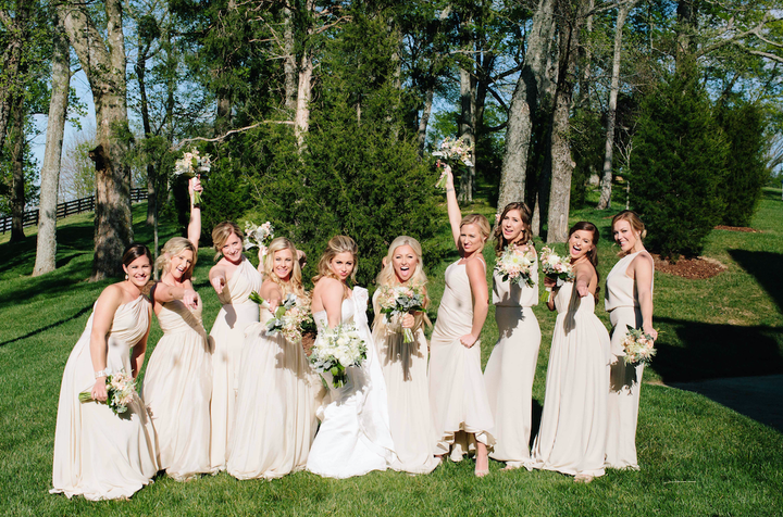 Johnson had a blast with her nine bridesmaids. 