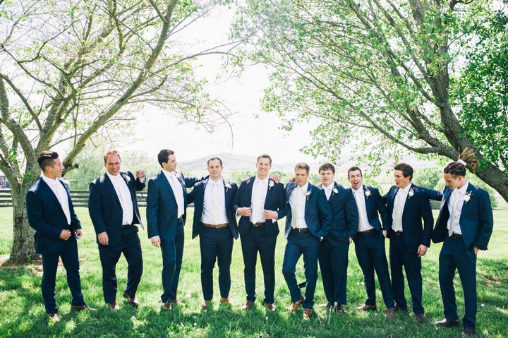 The groom and his nine groomsmen looked dapper in their attire.