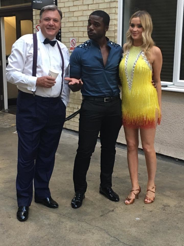 Ed Balls with Ore Oduba and Laura Whitmore