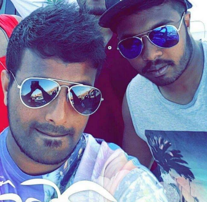 <strong>Ravi, bottom right, pictured with KurushanthSrithavarajah, (bottom front), who has been named as another victim</strong>