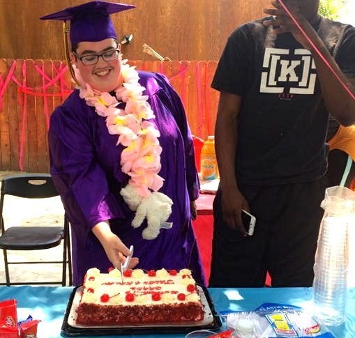 Jordan and friend celebrate his graduation.