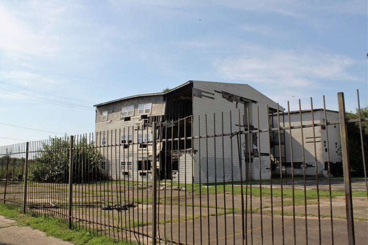 Shut down after flood damages caused by Hurricane Katrina, many of the Gordon Plaza Apartment buildings are still standing.