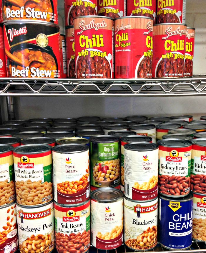 Canned goods at the Lambertville Food Pantry, Lambertville, NJ