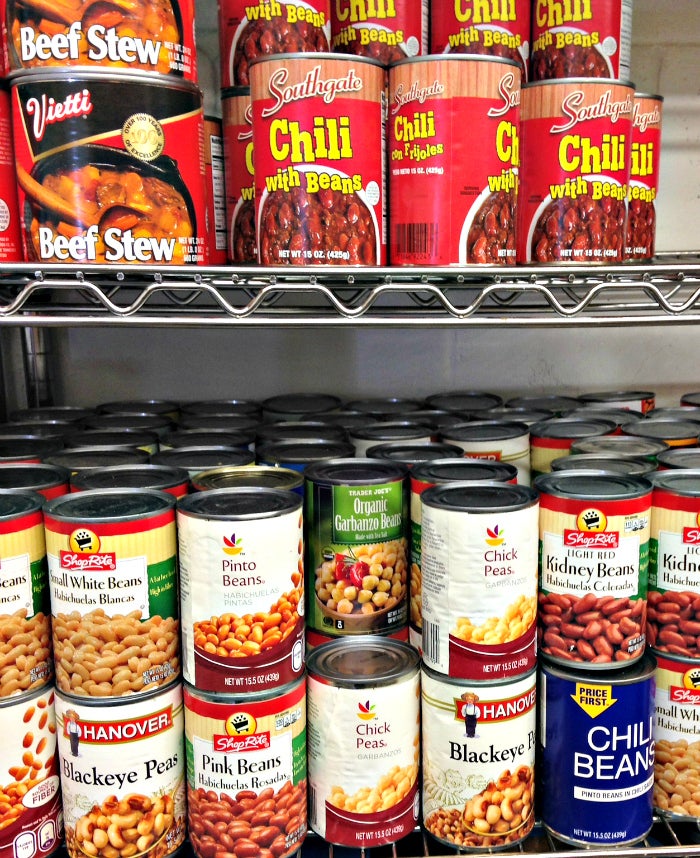 Canned goods at the Lambertville Food Pantry, Lambertville, NJ