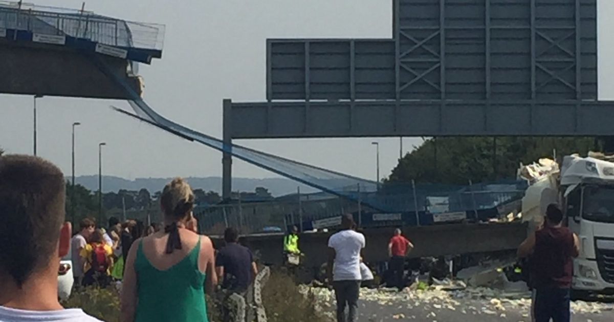 Kent M20 Motorway Bridge Collapse Hospitalises Motorcyclist In 'major 