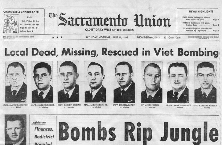 An initial Sacramento Union report of the dead, missing and rescued pilots and crew from the two Mather AFB B-52s that c