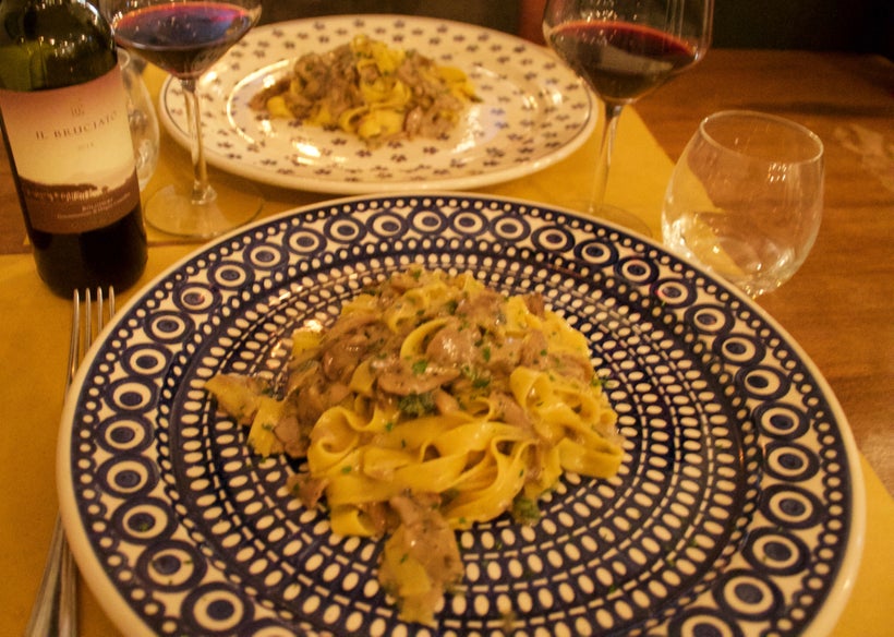 Pasta with porcini mushrooms and calamint