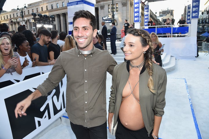 Nev Schulman and Laura Perlongo attend the 2016 MTV Video Music Awards on August 28, 2016 in New York City.