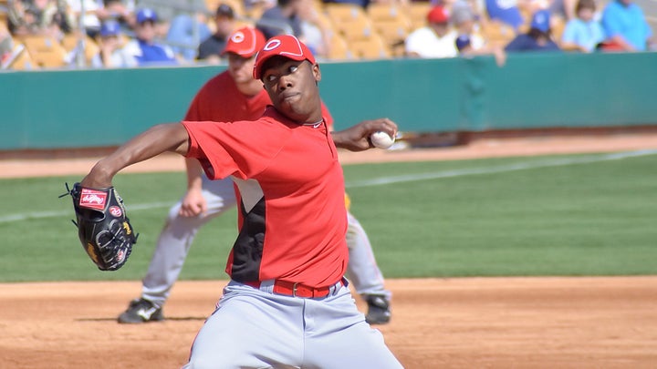 Aroldis Chapman Delivers a Fastball for the Cincinnati Reds in 2010