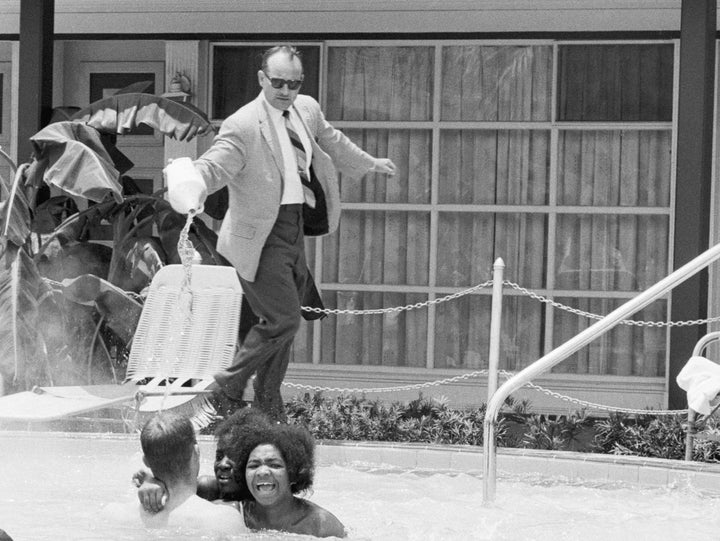 James Brock throwing acid on black swimmers at a Florida pool