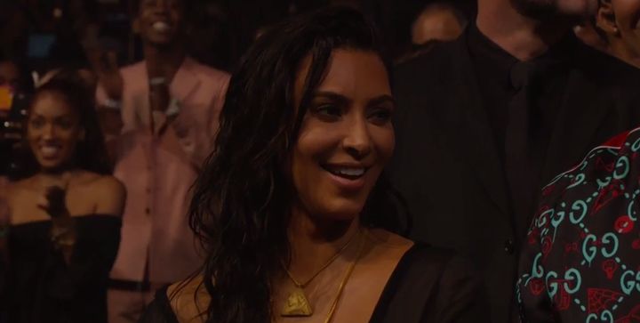 <strong>Kim proudly beamed her way through Kanye's speech</strong>
