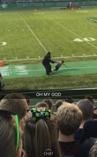 Someone at the game recorded the performance on Snapchat.