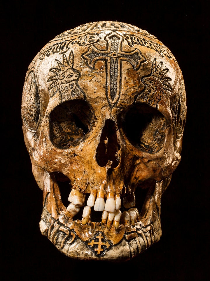 <strong>Lamb of God</strong> This piece is called the 7-Horned Lamb of God skull. According to Wylie, the carving was inspire