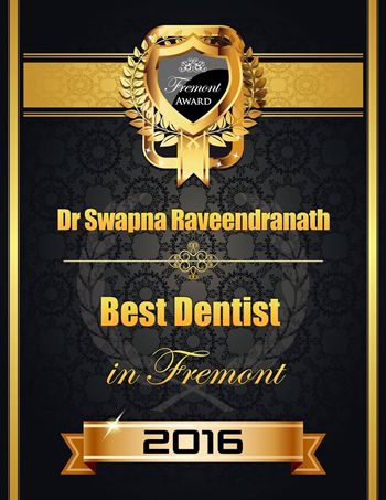 Best Dentist of Fremont, CA 2016 Award goes to Dr. Swapna Raveendranath