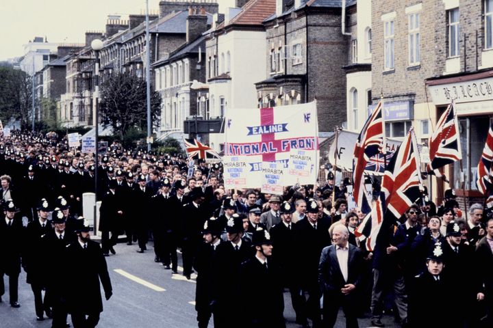 <strong>A National Front march in 1980, South London.</strong>