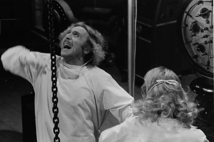Gene Wilder yells in a scene from the movie "Young Frankenstein" circa 1974.
