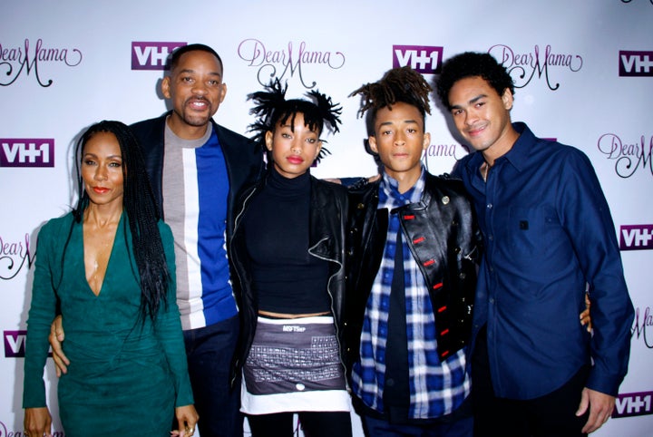 Jada Pinkett Smith, Will Smith, Willow Smith, Jaden Smith and Trey Smith attend the VH1 'Dear Mama' taping on May 3, 201