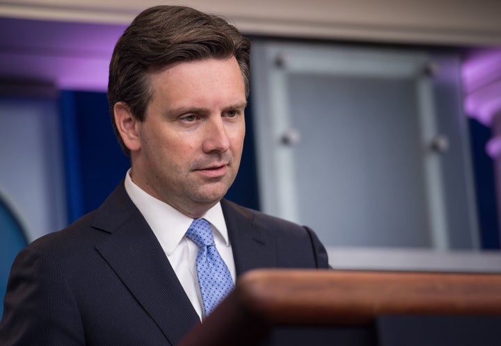 White House spokesman Josh Earnest speaks during the daily press briefing at the White House in Washington, DC, on August 30,