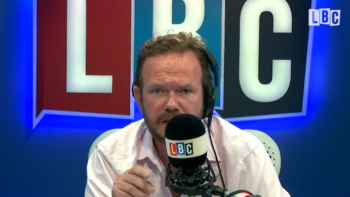 LBC host James O'Brien was stunned by a caller who broke down in tears recalling the racial abuse his Romanian wife had suffered