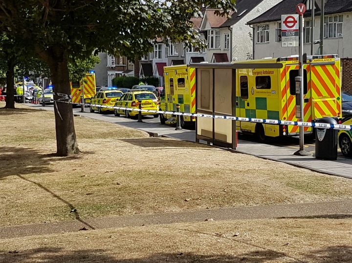 Ambulances lined the street in the aftermath of the crash 