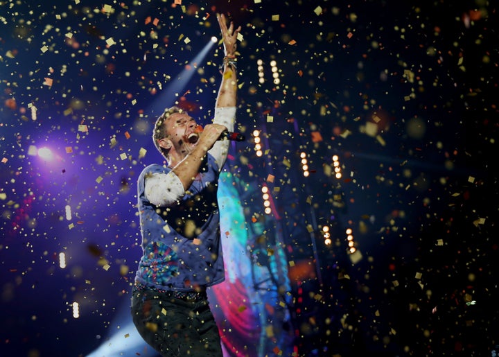 Chris Martin performs at Gillette Stadium on July 30, 2016.