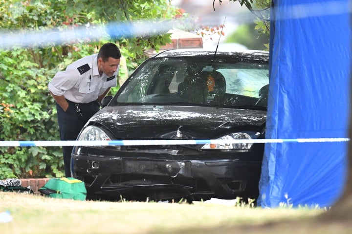 Police at the scene in Lennard Road, Penge in in south-east London.