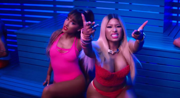 Ariana Grande and Nicki Minaj in the video for "Side to Side."